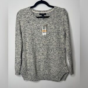 NWT small heathered Gray crochet knit cotton blend sweater sweatshirt oversized